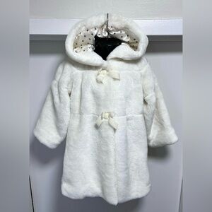 Place White Faux Fur Hooded Jacket size 3T